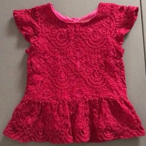 👗 OshKosh Toddler Girls pink lace top size 3T